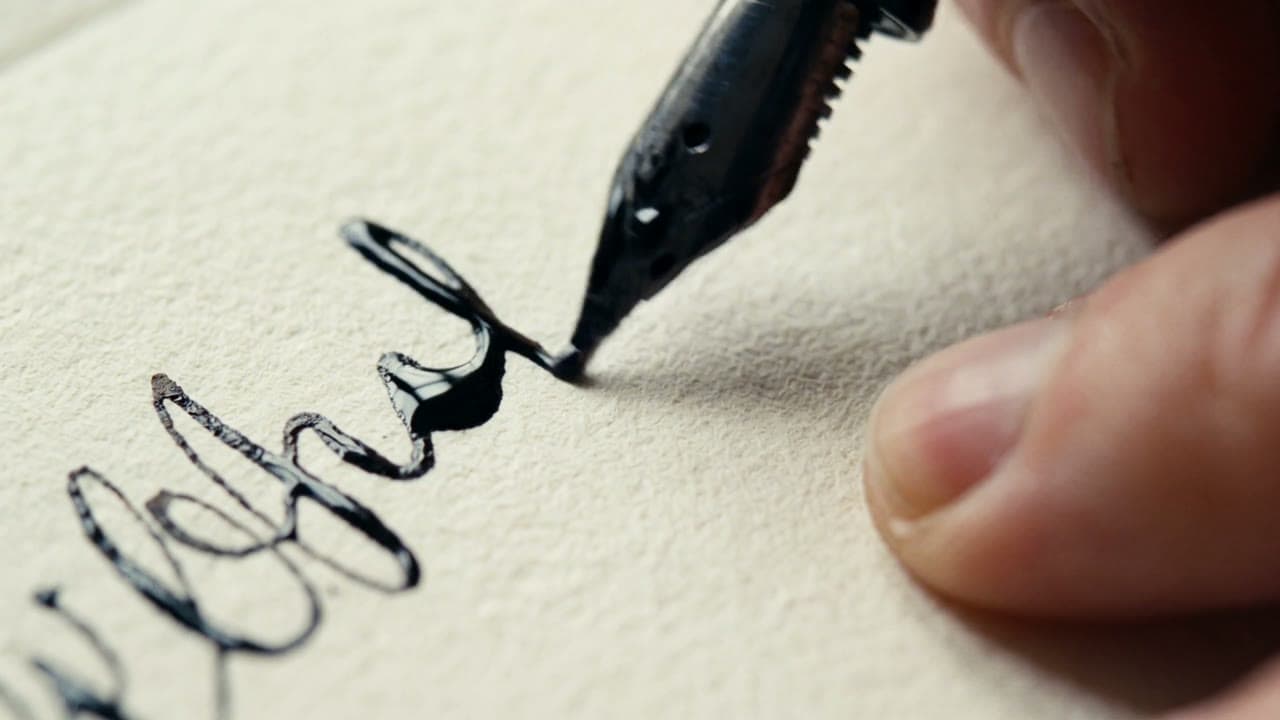 A fountain pen writing on cotton paper.